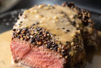 Peppercorn-Crusted Steak with Velvety Cognac Sauce