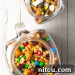 Delicious homemade trail mix, ready to be enjoyed as a healthy or indulgent snack.