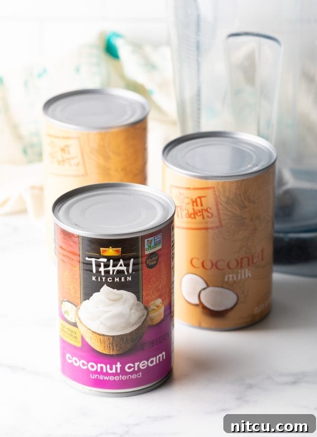 Cans of coconut cream.