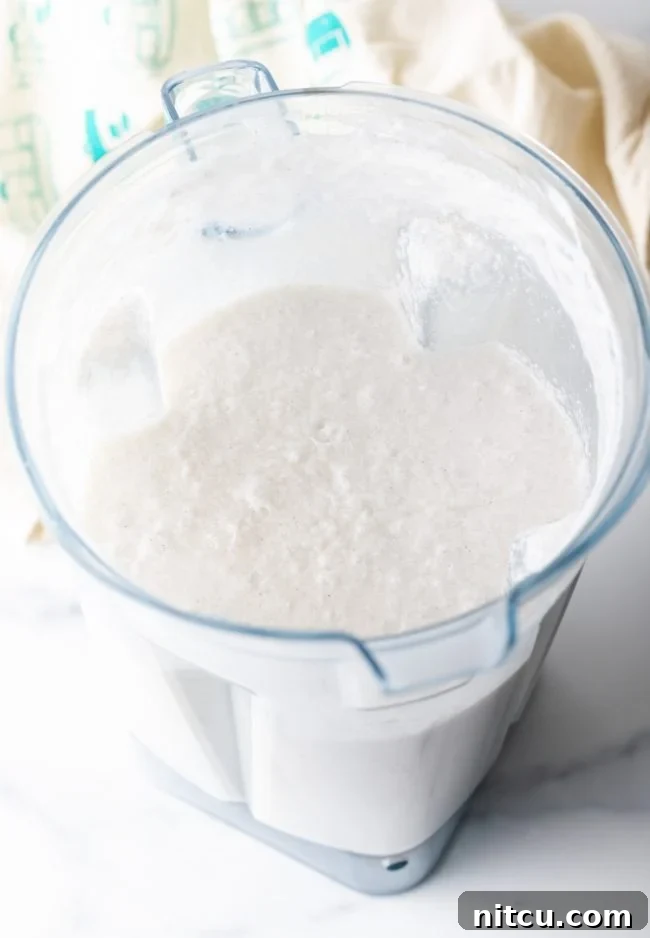 blended coconut milk and sugar.