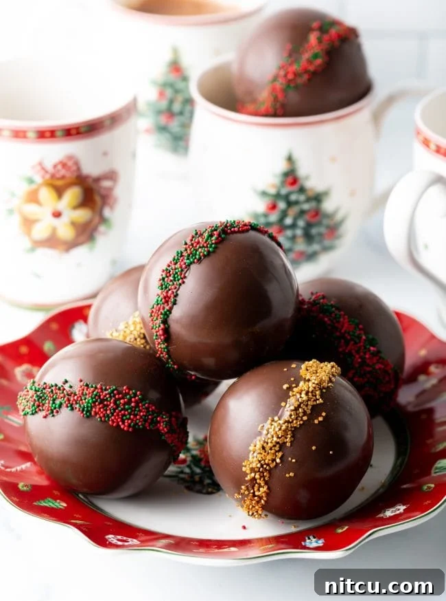 Stocked hot chocolate bombs on a plate.