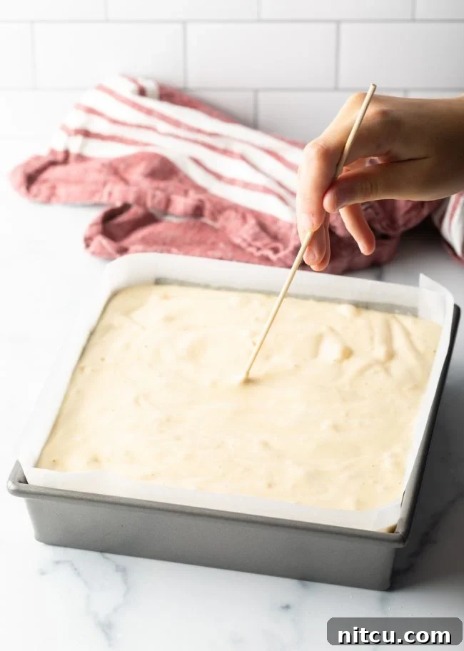 Japanese sponge cake poured into the prepared pan.