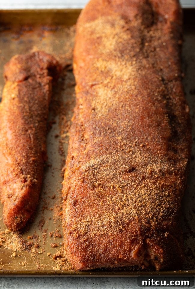 pork loin crusted with spice rub