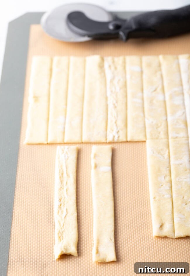 Two sliced pieces of puff pastry. 