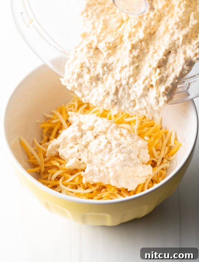 add the pureed cheese to more shredded cheese