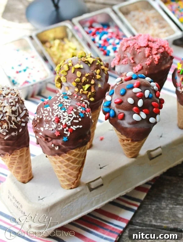 Easy Chocolate Dipped Ice Cream Cones