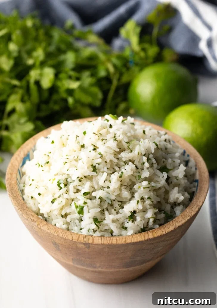 Bowl of chipotle lime rice.