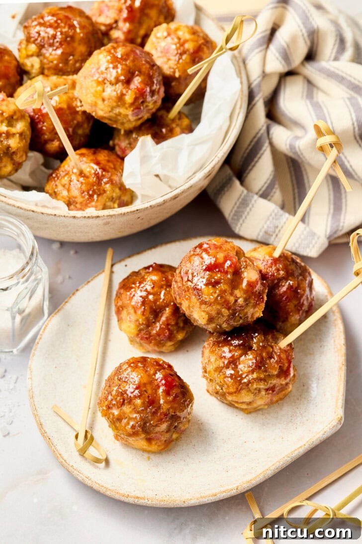 Apple Butter Meatballs - Gluten Free Meatballs with Apple Glaze on plate