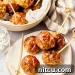 Gluten Free Meatballs with Apple Glaze on plate