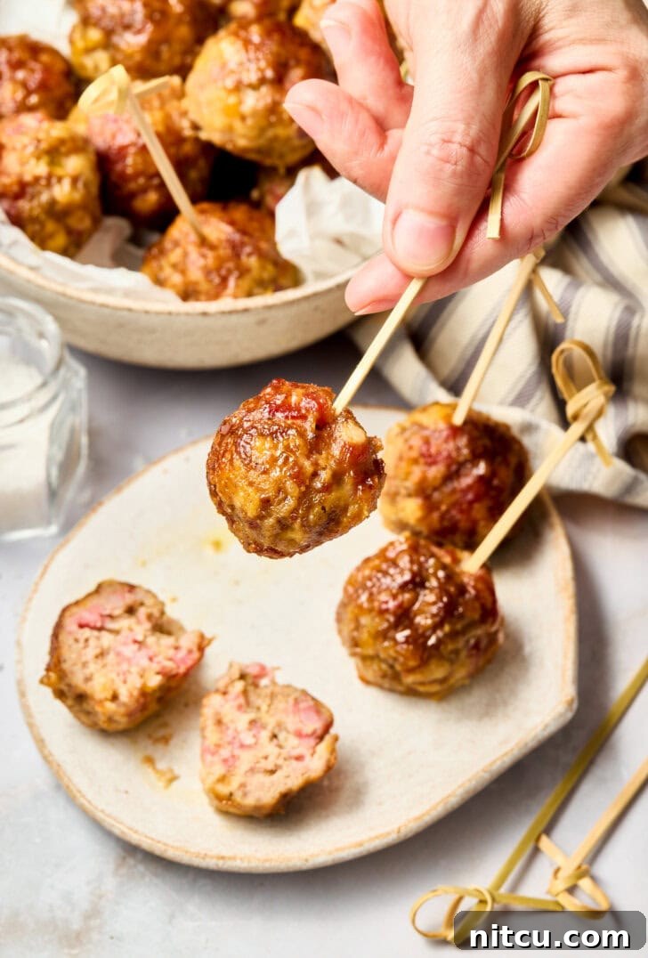 Apple Butter Meatballs on toothpick 