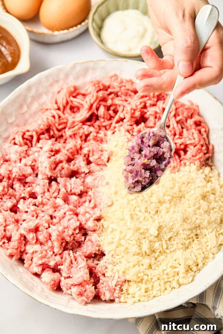 Apple Meatballs - ingredients in bowl