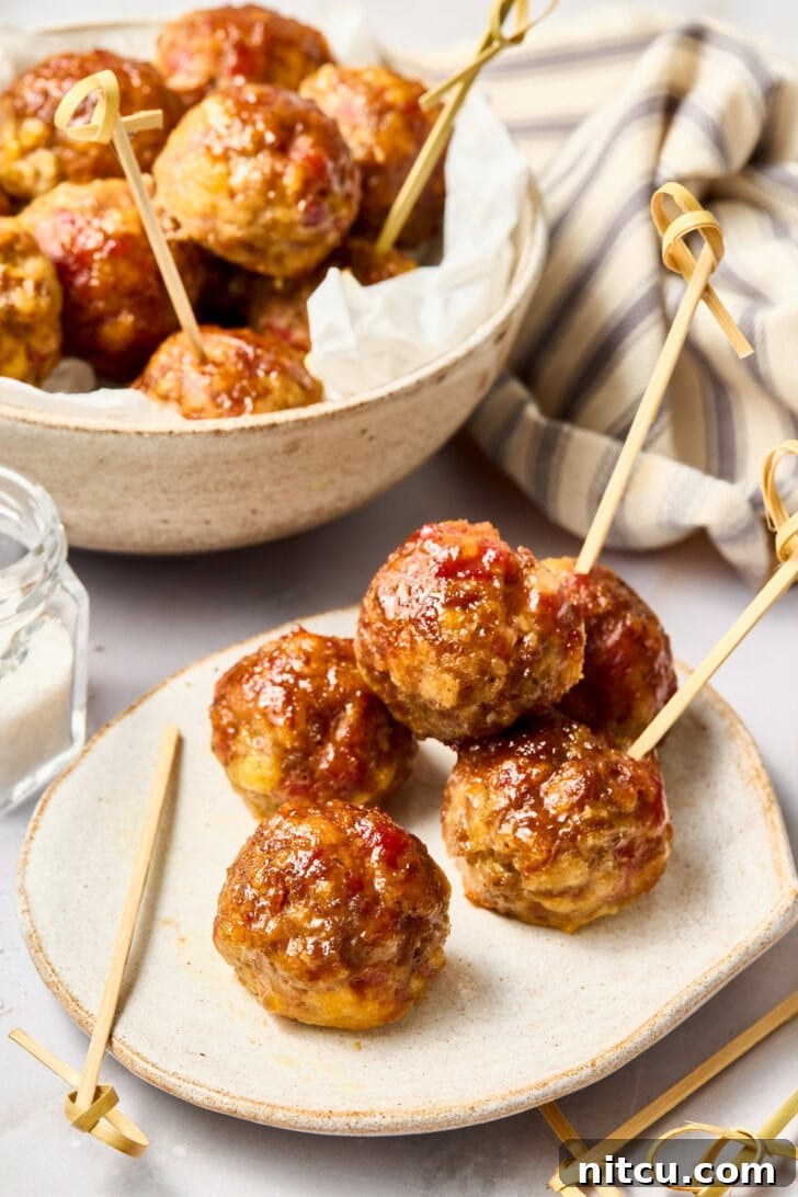 Easy Gluten Free Meatballs with Apple Glaze on plate - Apple Butter Meatballs