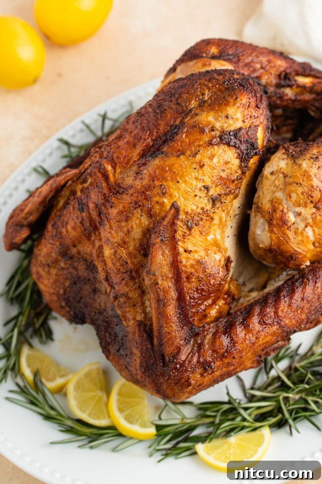 Fried turkey served on a serving dish.