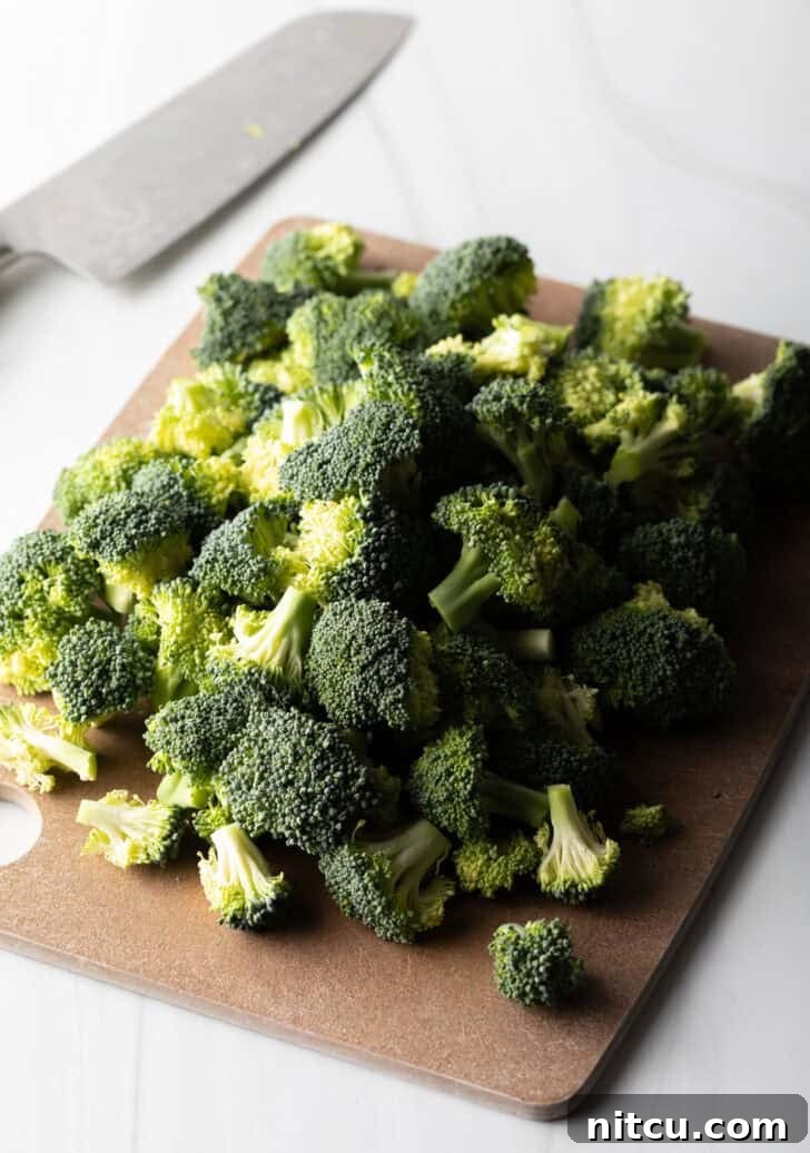 How to boil broccoli to add to other recipe - cutting broccoli into florets.