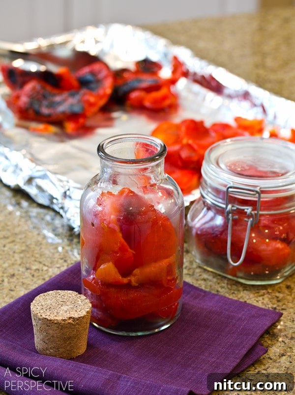 How to Roast Red Peppers | ASpicyPerspective.com #howto #diy #redpeppers