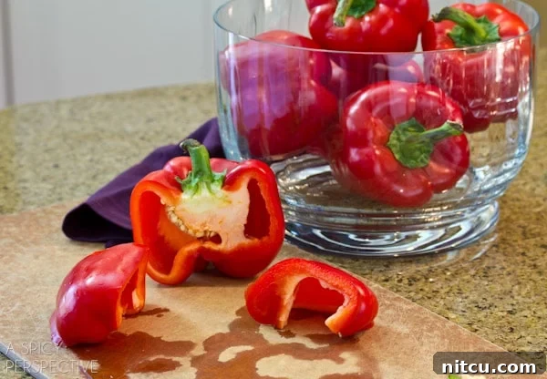 Roast Red Peppers | ASpicyPerspective.com #howto #diy #redpeppers