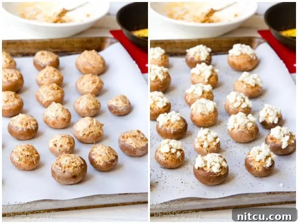Easy Chorizo and Cheese Stuffed Mushroom Recipe #holidays #appetizers #mushrooms #party