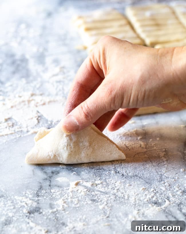 Hand pinching together dumpling. 