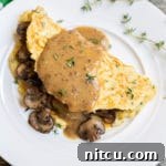 Irish Boxty Potato Pancakes with Sautéed Mushrooms and Whiskey Gravy