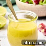 Lime Vinaigrette Recipe with Garlic in jar