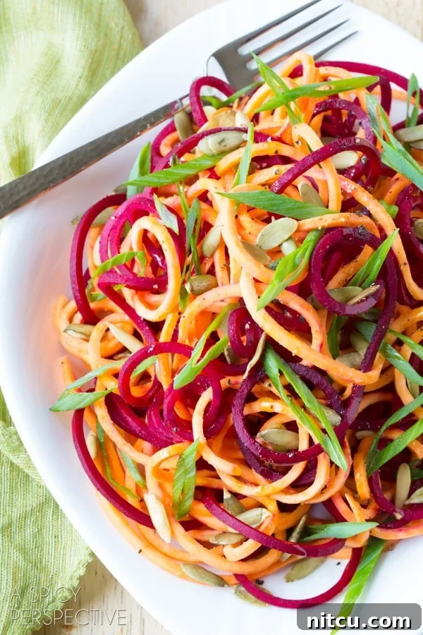 Delicious and vibrant Easy Raw Beet and Sweet Potato Salad