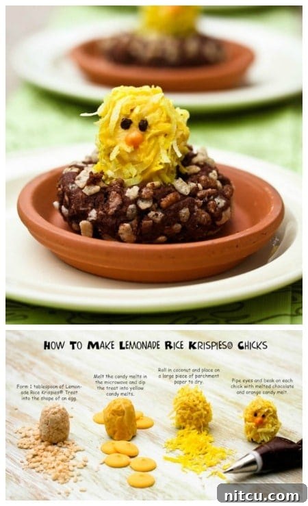 Easter Rice Krispies Chicks in Nests