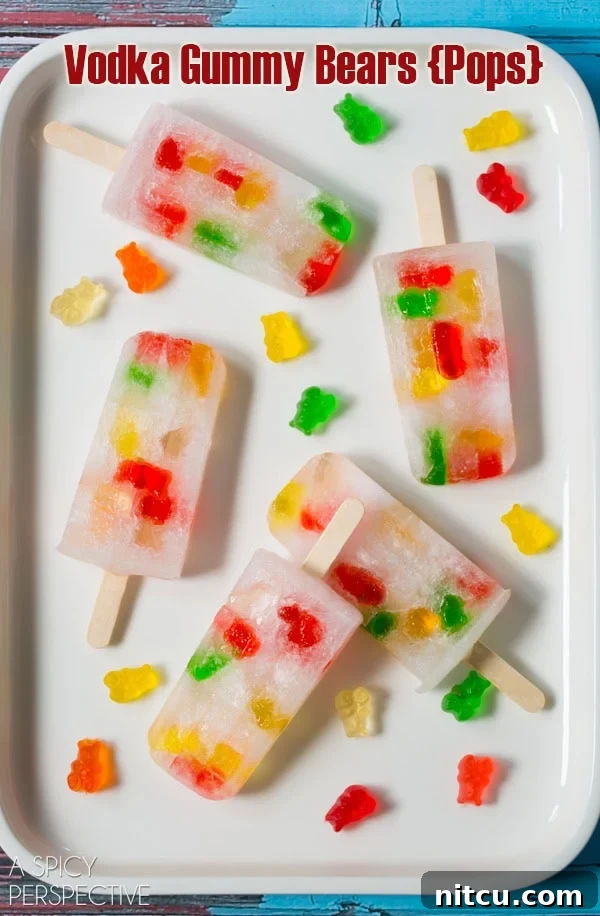Layered Vodka Gummy Bear Popsicles for summer parties