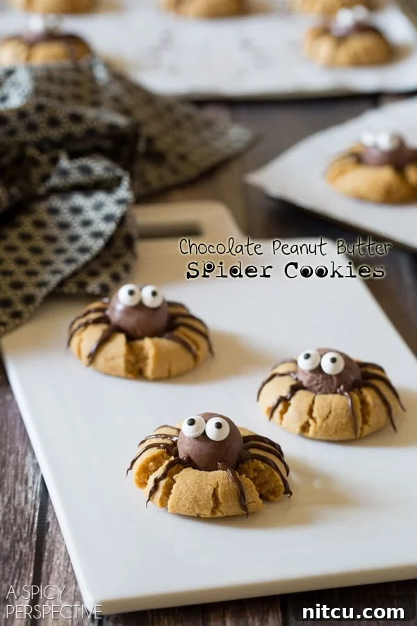 Simple steps to make delightful Chocolate Peanut Butter Spider Cookies for a Halloween party
