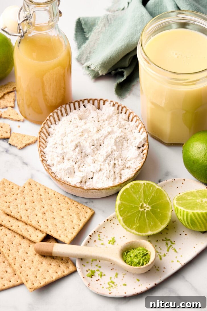 Key Lime Pudding Pops ingredients on counter