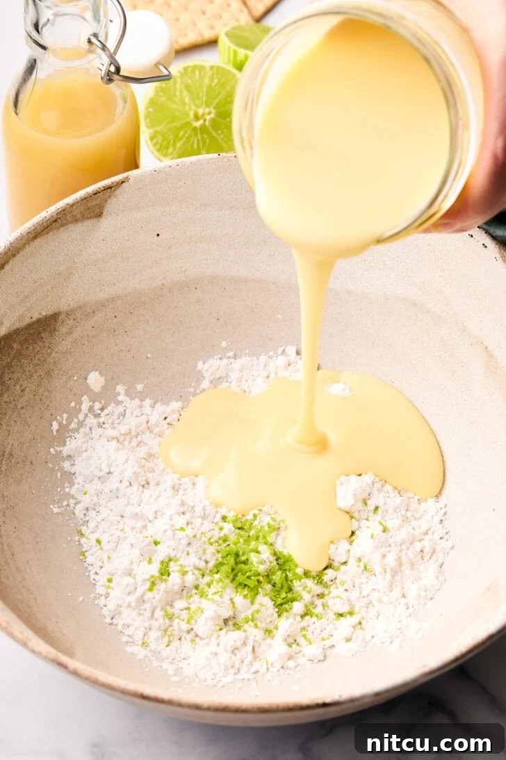 Lime Pudding Pops - mixing ingredients in bowl