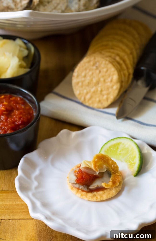 Oyster on rice cracker