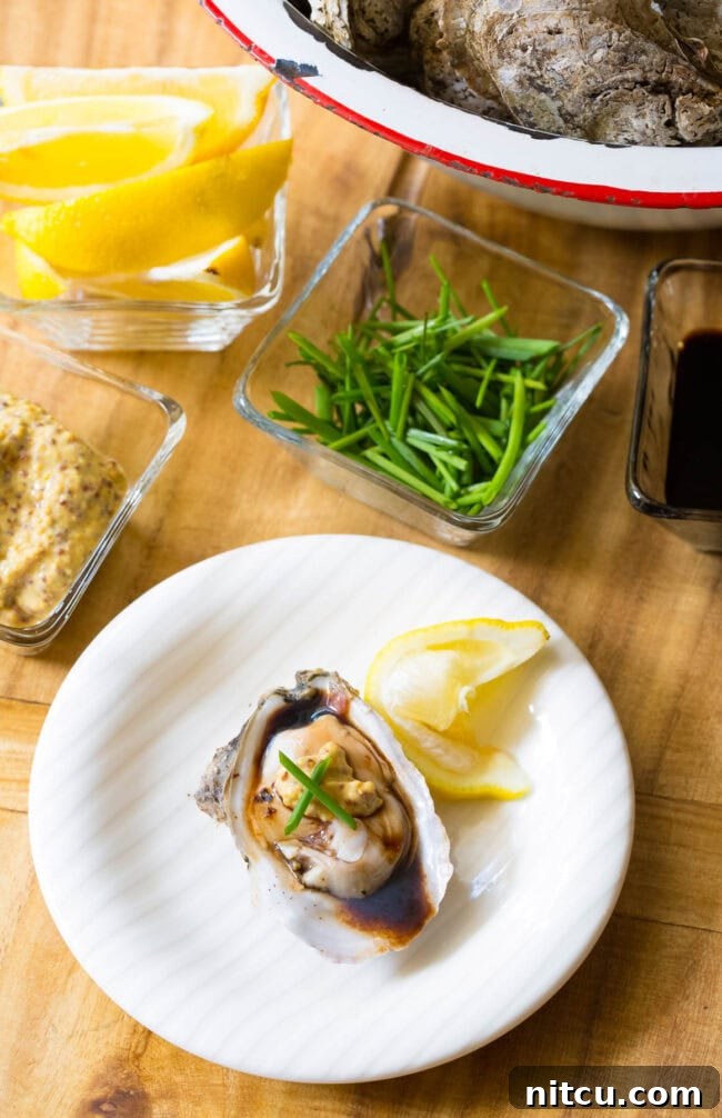 Oysters with balsamic vinegar and chives