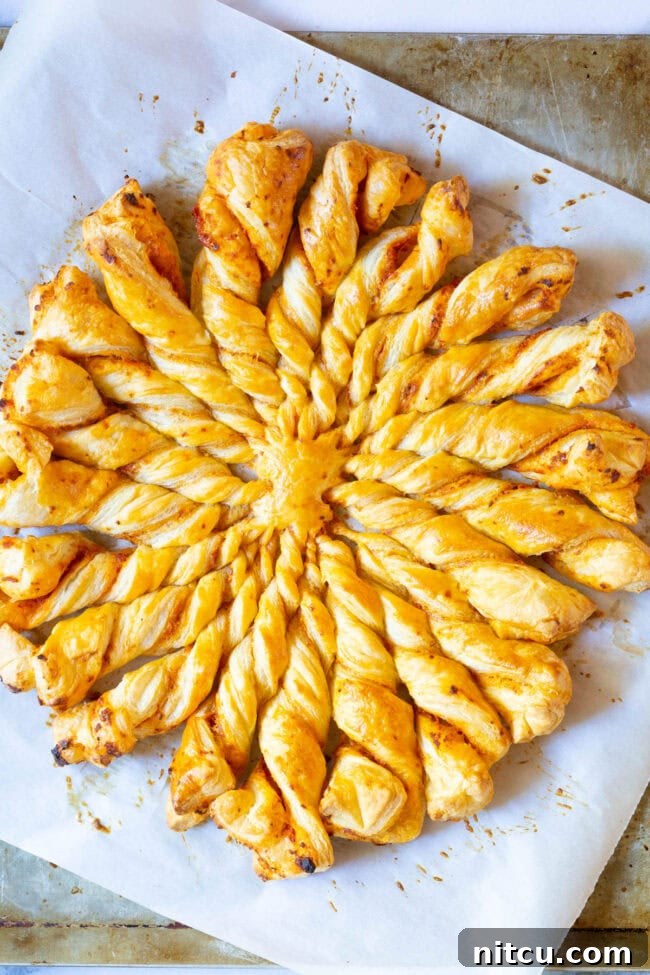 Overhead view of 4-Ingredient Sunburst Pull Apart Bread