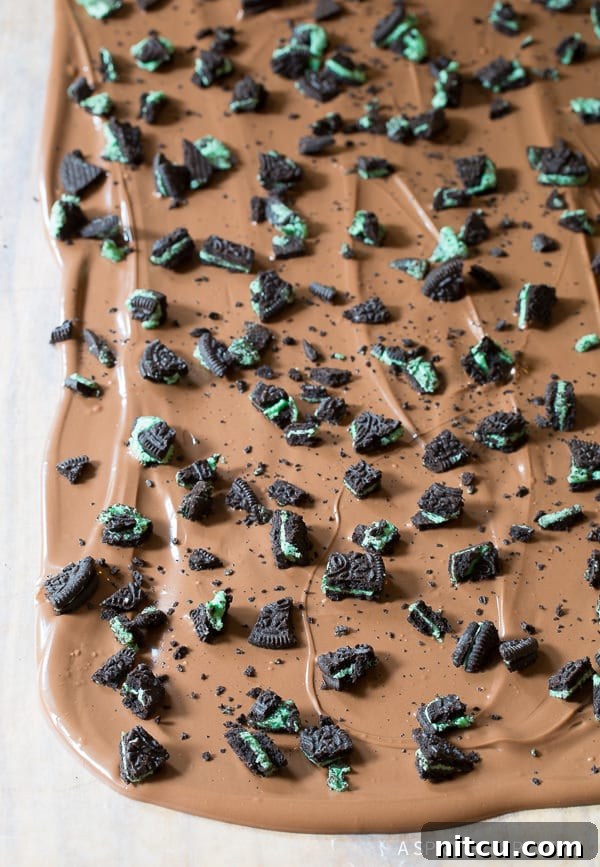 Close-up of Andes Mints, an essential ingredient for our chocolate bark.