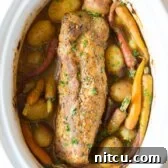 Crock Pot Pork Loin with Vegetables and Gravy