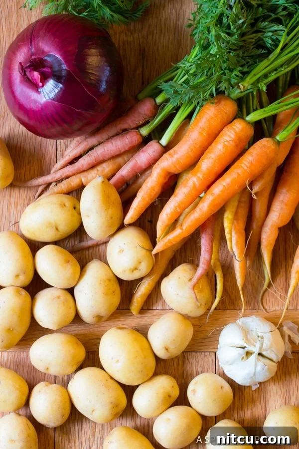 Fresh vegetables and baby potatoes ready for Crock Pot Pork Loin with Vegetables