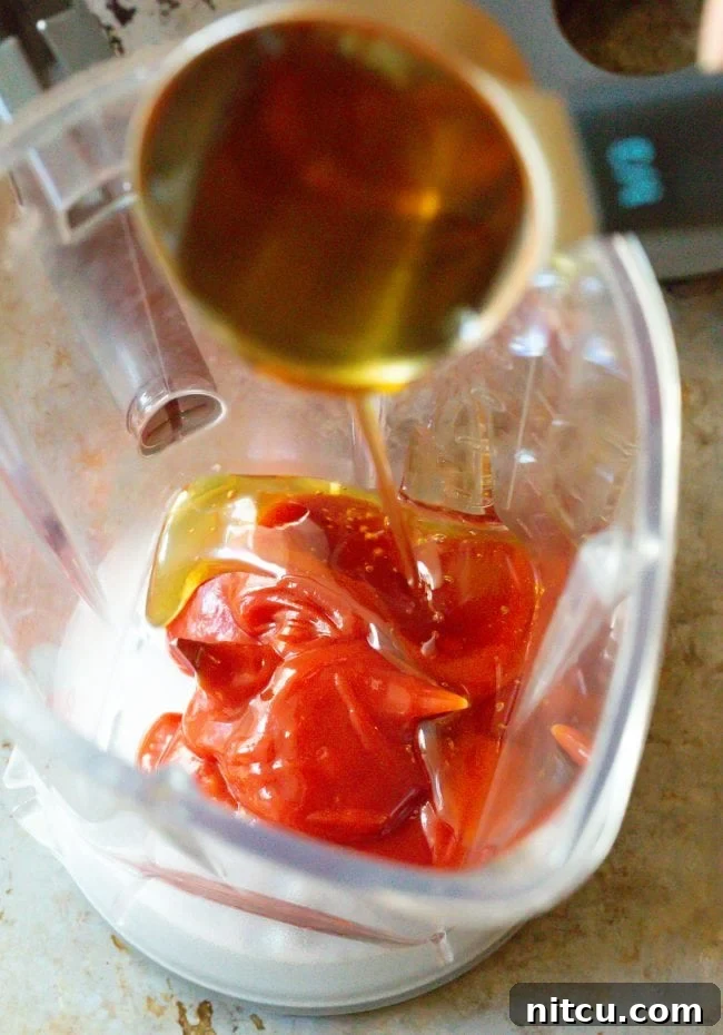 Catalina dressing ingredients in a blender.