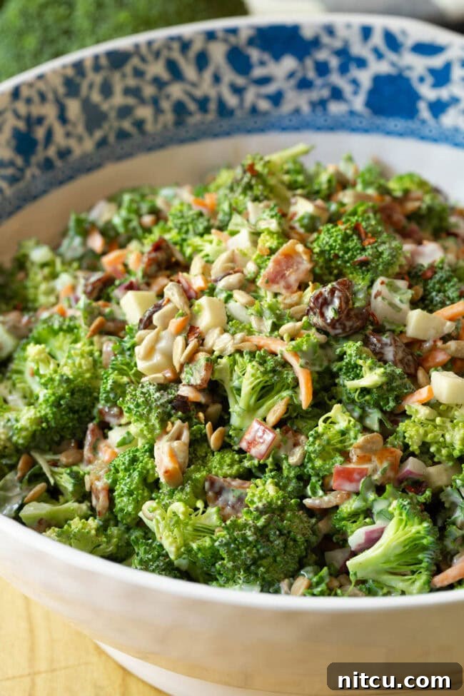 Golden-brown, crispy bacon bits, essential for the savory depth of this broccoli salad.