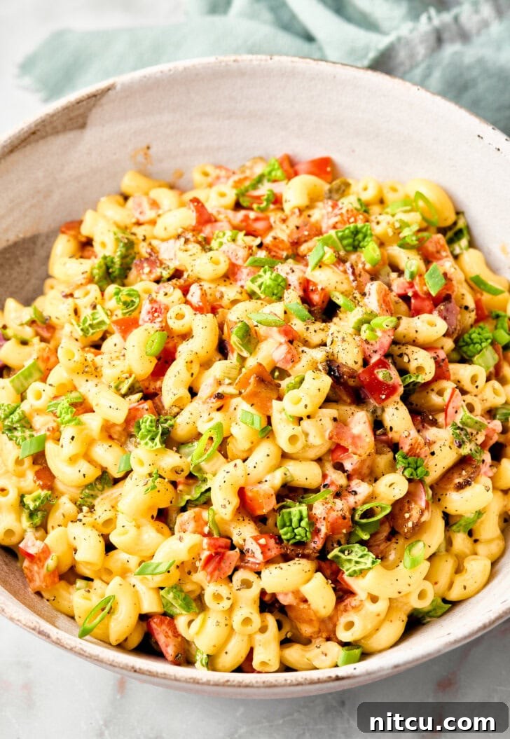 Best Macaroni Salad Recipe - close hot in large bowl