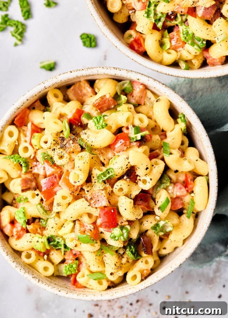 Easy Macaroni Salad Recipe - overhead image in bowls