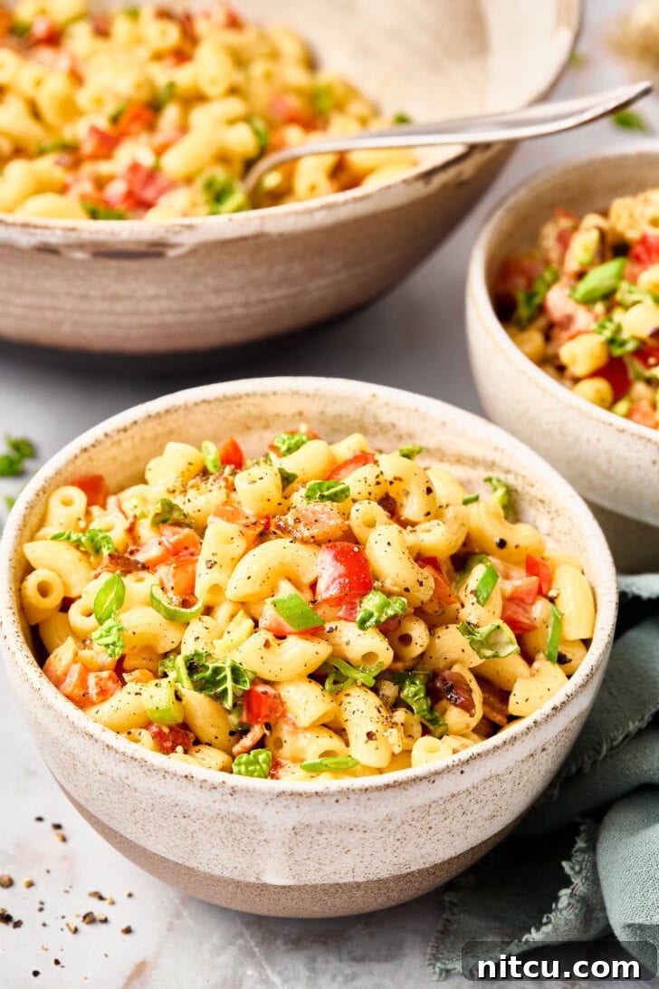 Recipe for Macaroni Salad in three bowls