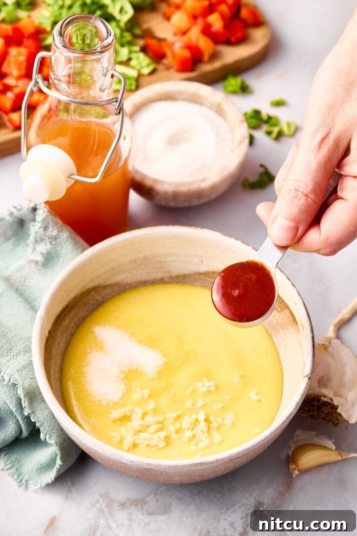 mixing macaroni salad dressing