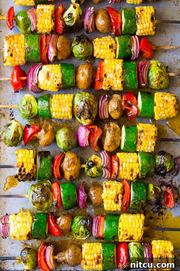 Variety of Grilled Vegetable Kabobs on a Platter