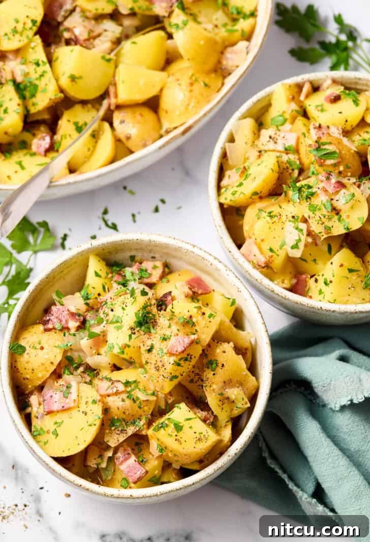 hot potato dish served warm in small bowls and serving dish