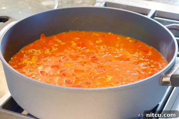 Step 4: Adding noodles to the One-Pot Sloppy Joe Skillet