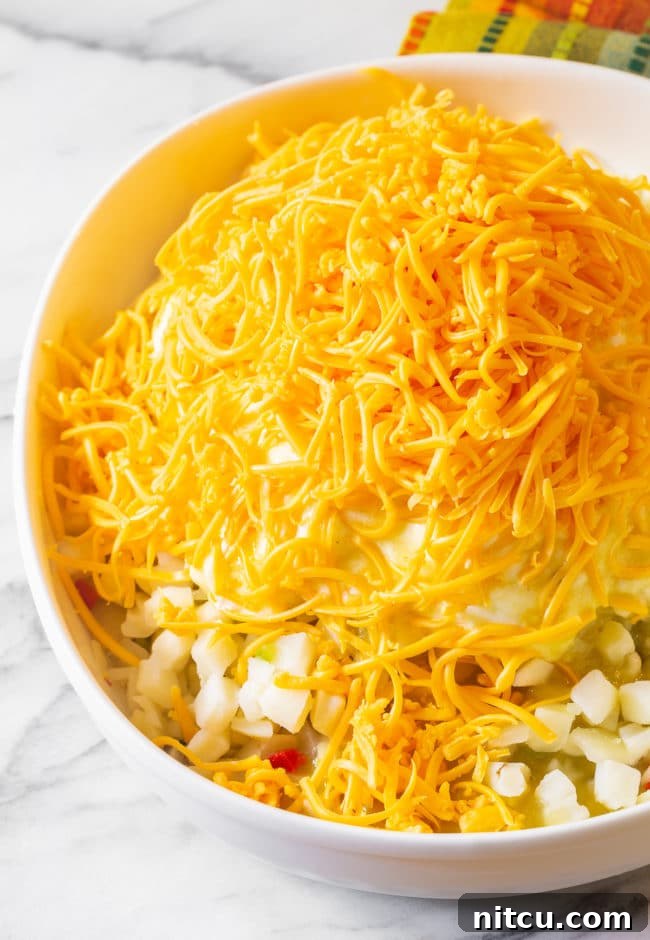 Potato mixture topped with cheese. 