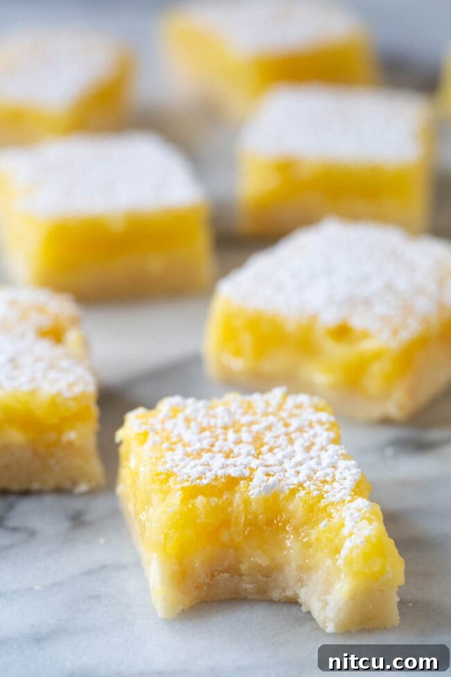 Best Lemon Bar Recipe - bite taken out