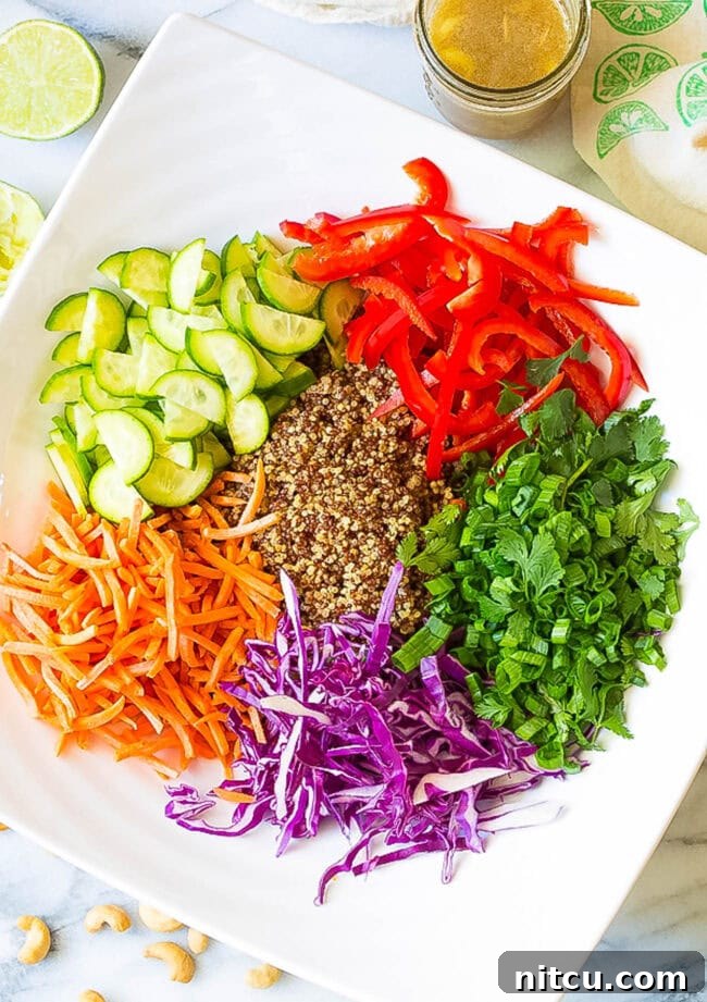 Ingredients for Quinoa Salad Recipe laid out