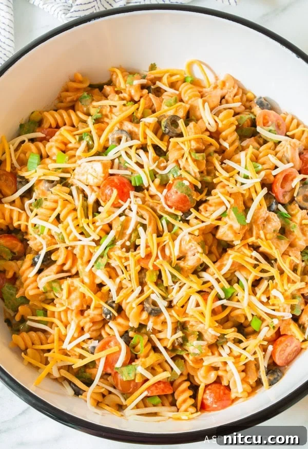 Easy Cool Chicken Taco Pasta Salad - Adaptable Recipe