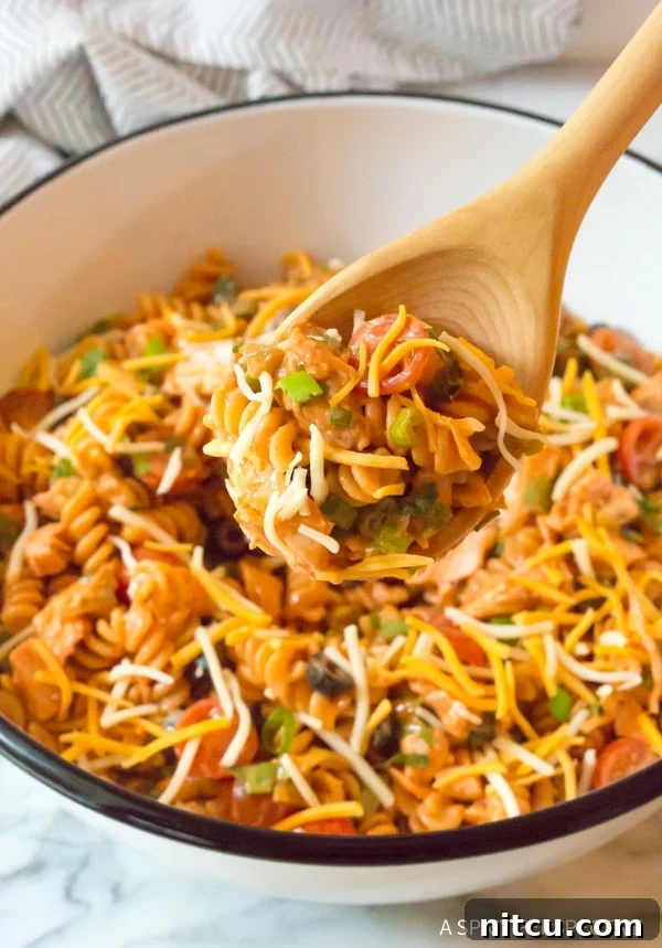 Cool and Zesty Chicken Taco Pasta Salad - A Refreshing Summer Dish